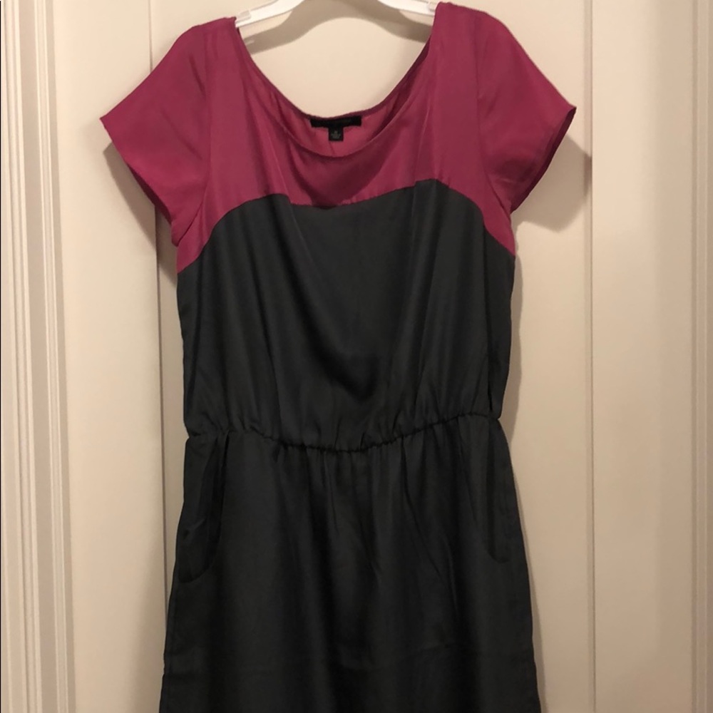Double color gray and pick silk dress